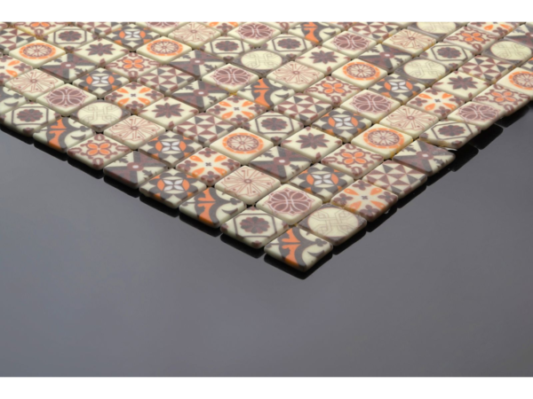 Patterned glass-ceramic mosaic for bathroom Sciacca – cladding example