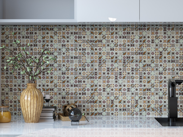 Patterned glass-ceramic mosaic for bathroom Sciacca – the mosaic in an interior