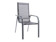 Alegria aluminum stackable armchair with armrests and an artificial fabric backrest