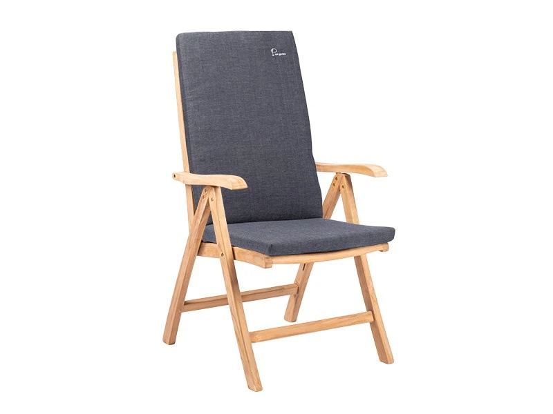 High-back chair cushion Avantgarde in dark gray on a wooden armchair