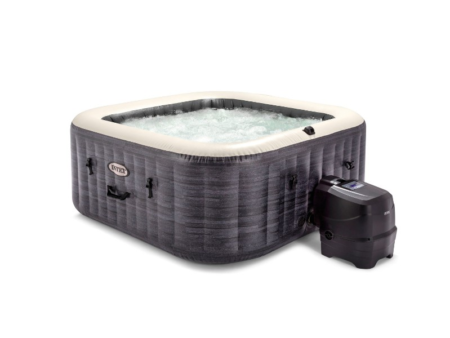 Aufblasbarer Whirlpool PureSpa Greystone DeLuxe mit Steuereinheit, auf weißem Hintergrund