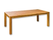 Rechteckiger Gartentisch Vegas aus Teak, Ansicht von vorne und von der Seite
