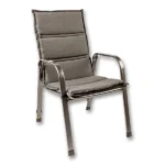Low-back chair cushion Graphite in anthracite on a metal armchair