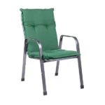 Μαξιλάρι για καρέκλα με χαμηλή πλάτη Verde σε πράσινο πάνω σε καρέκλα κήπου με σκούρο μεταλλικό πλαίσιο